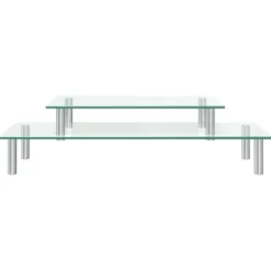 vidaXL Monitorstandaard 2-laags transparant glas