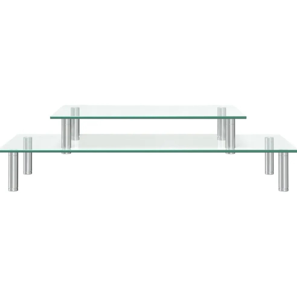 vidaXL Monitorstandaard 2-laags transparant glas