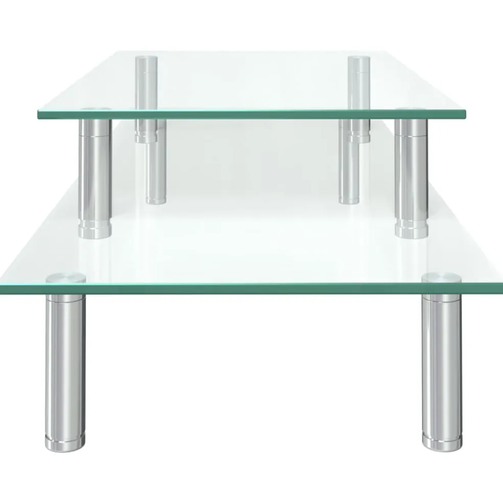vidaXL Monitorstandaard 2-laags transparant glas