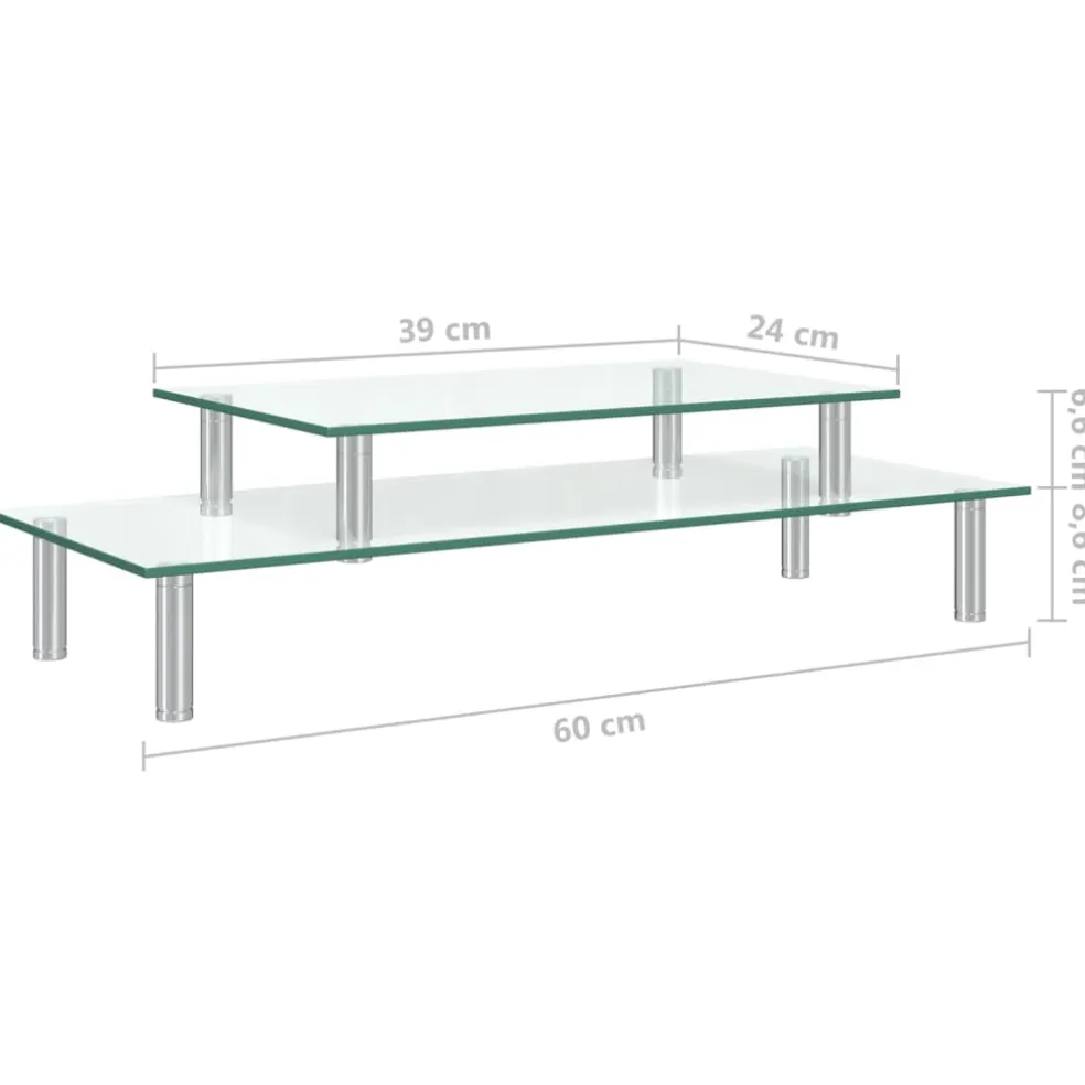 vidaXL Monitorstandaard 2-laags transparant glas