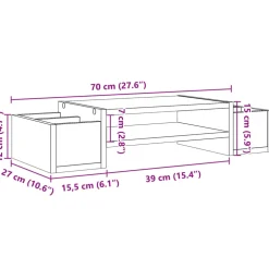 vidaXL Monitorstandaard met opbergruimte 70x27x15 cm hout sonoma eiken