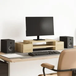 vidaXL Monitorstandaard met opbergruimte 70x27x15 cm hout sonoma eiken