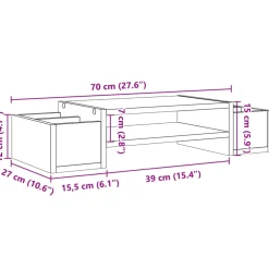 vidaXL Monitorstandaard met opbergruimte 70x27x15 cm hout zwart
