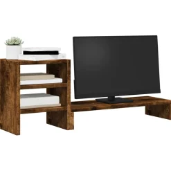 vidaXL Monitorstandaard met bureau-organizer hout gerookt eikenkleurig
