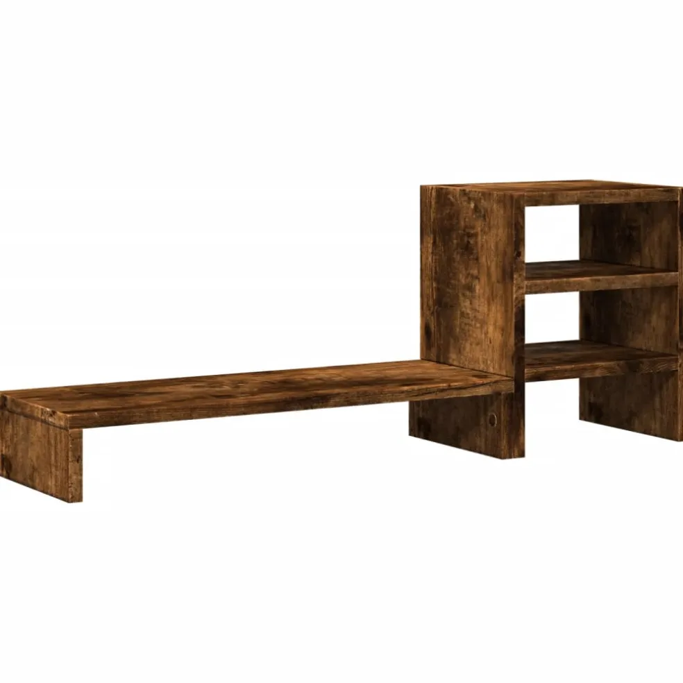 vidaXL Monitorstandaard met bureau-organizer hout gerookt eikenkleurig