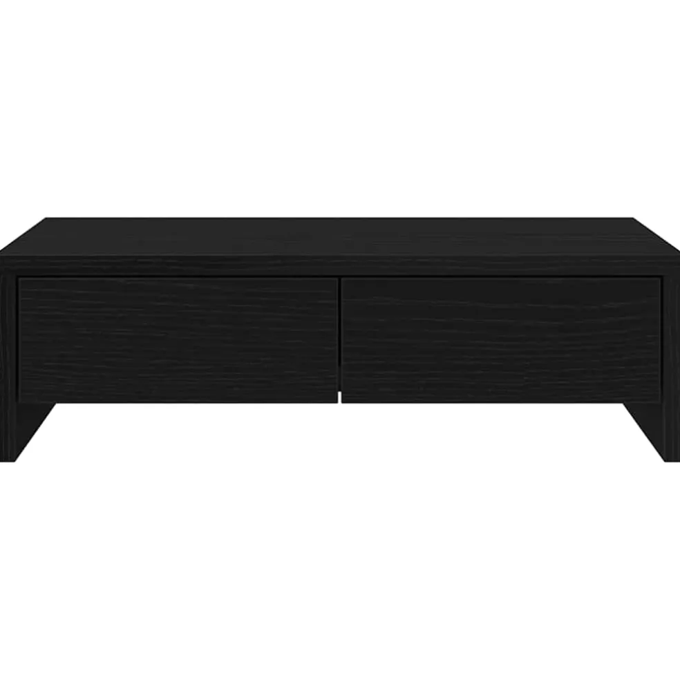 vidaXL Monitorstandaard met lades, zwart eiken, 50x27x15 cm, bewerkt hout
