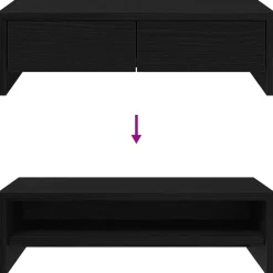 vidaXL Monitorstandaard met lades, zwart eiken, 50x27x15 cm, bewerkt hout