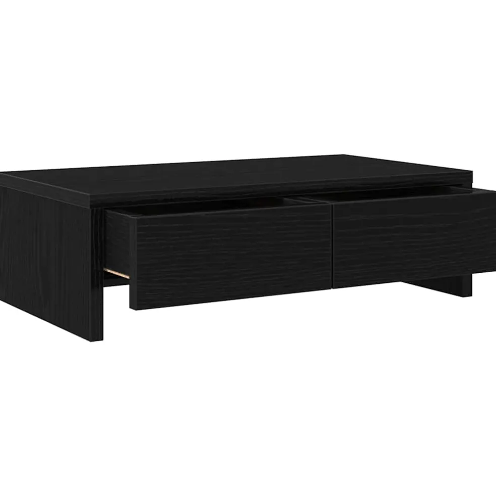 vidaXL Monitorstandaard met lades, zwart eiken, 50x27x15 cm, bewerkt hout