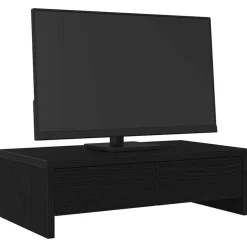 vidaXL Monitorstandaard met lades, zwart eiken, 50x27x15 cm, bewerkt hout
