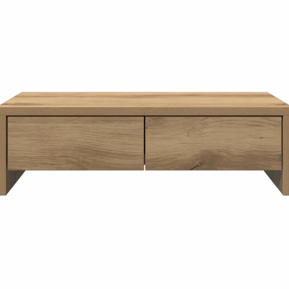 vidaXL Monitorstandaard met lades 50x27x15 cm hout artisanaal eiken