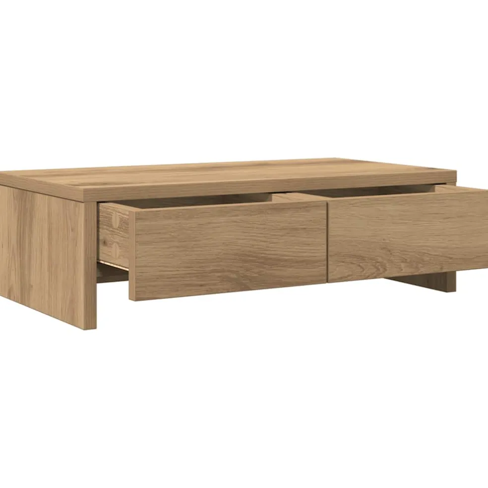 vidaXL Monitorstandaard met lades 50x27x15 cm hout artisanaal eiken