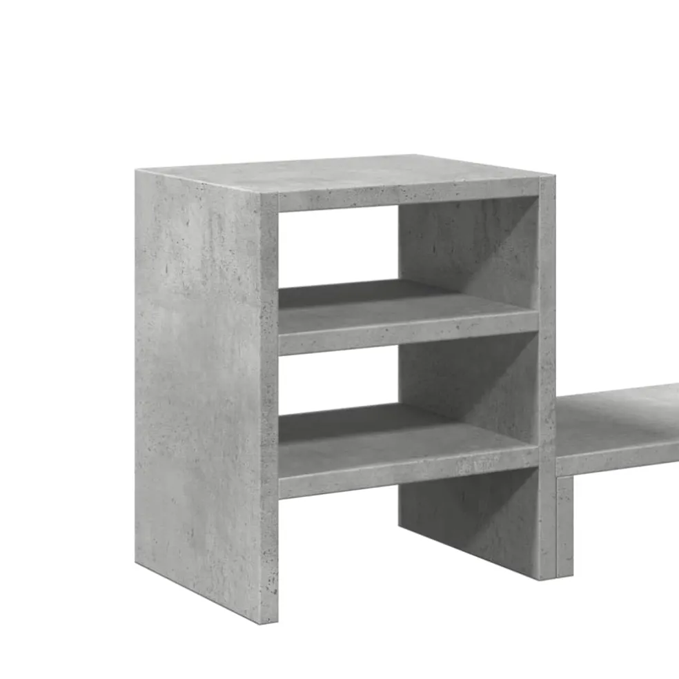 vidaXL Monitorstandaard met bureau-organizer bewerkt hout betongrijs