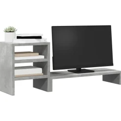 vidaXL Monitorstandaard met bureau-organizer bewerkt hout betongrijs