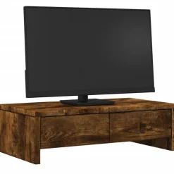 vidaXL Monitorstandaard met lades 50x27x15 cm hout gerookt eikenkleur