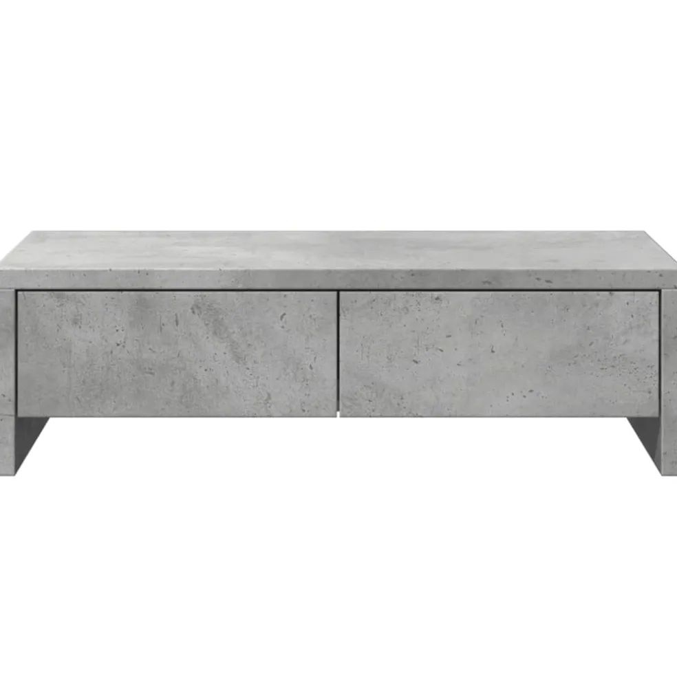 vidaXL Monitorstandaard met lades 50x27x15 cm bewerkt hout betongrijs