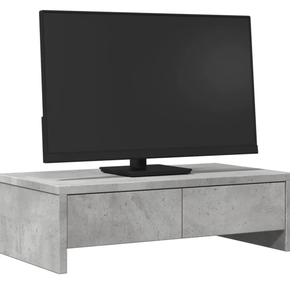 vidaXL Monitorstandaard met lades 50x27x15 cm bewerkt hout betongrijs