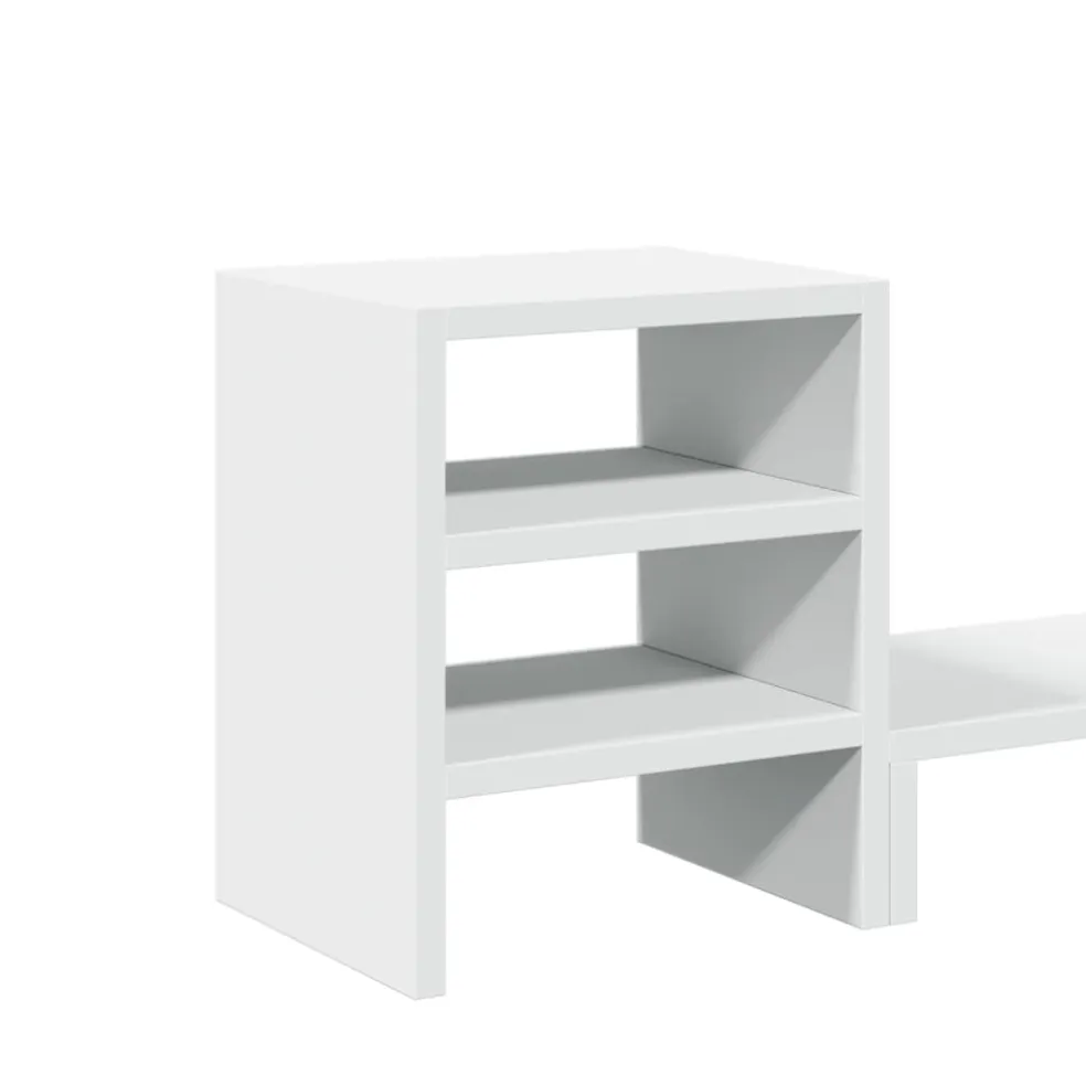 vidaXL Monitorstandaard met bureau-organizer bewerkt hout wit