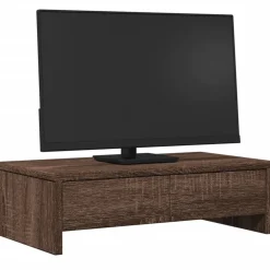 vidaXL Monitorstandaard met lades 50x27x15 cm hout bruin eikenkleurig