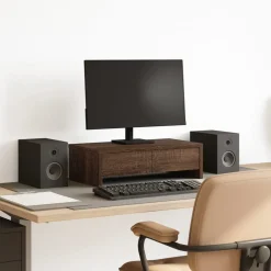 vidaXL Monitorstandaard met lades 50x27x15 cm hout bruin eikenkleurig