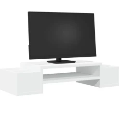 vidaXL Monitorstandaard met opbergruimte 70x27x15 cm bewerkt hout wit