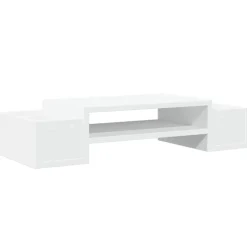 vidaXL Monitorstandaard met opbergruimte 70x27x15 cm bewerkt hout wit