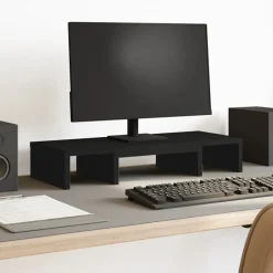 vidaXL Monitorstandaard verstelbaar 60x24x10,5 cm bewerkt hout zwart