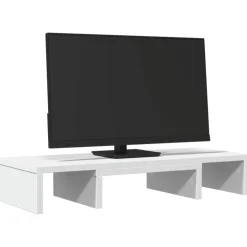 vidaXL Monitorstandaard verstelbaar 60x24x10,5 cm bewerkt hout wit