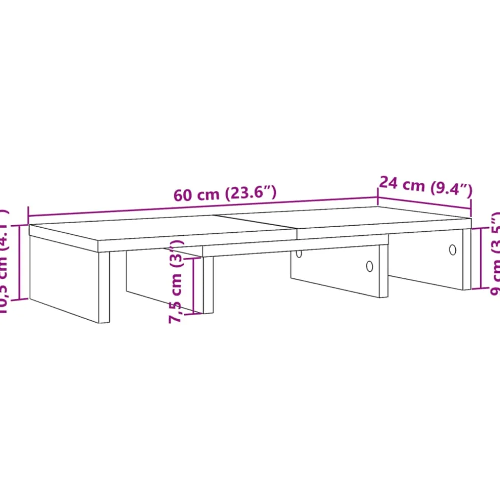 vidaXL Monitorstandaard verstelbaar 60x24x10,5 cm bewerkt hout wit