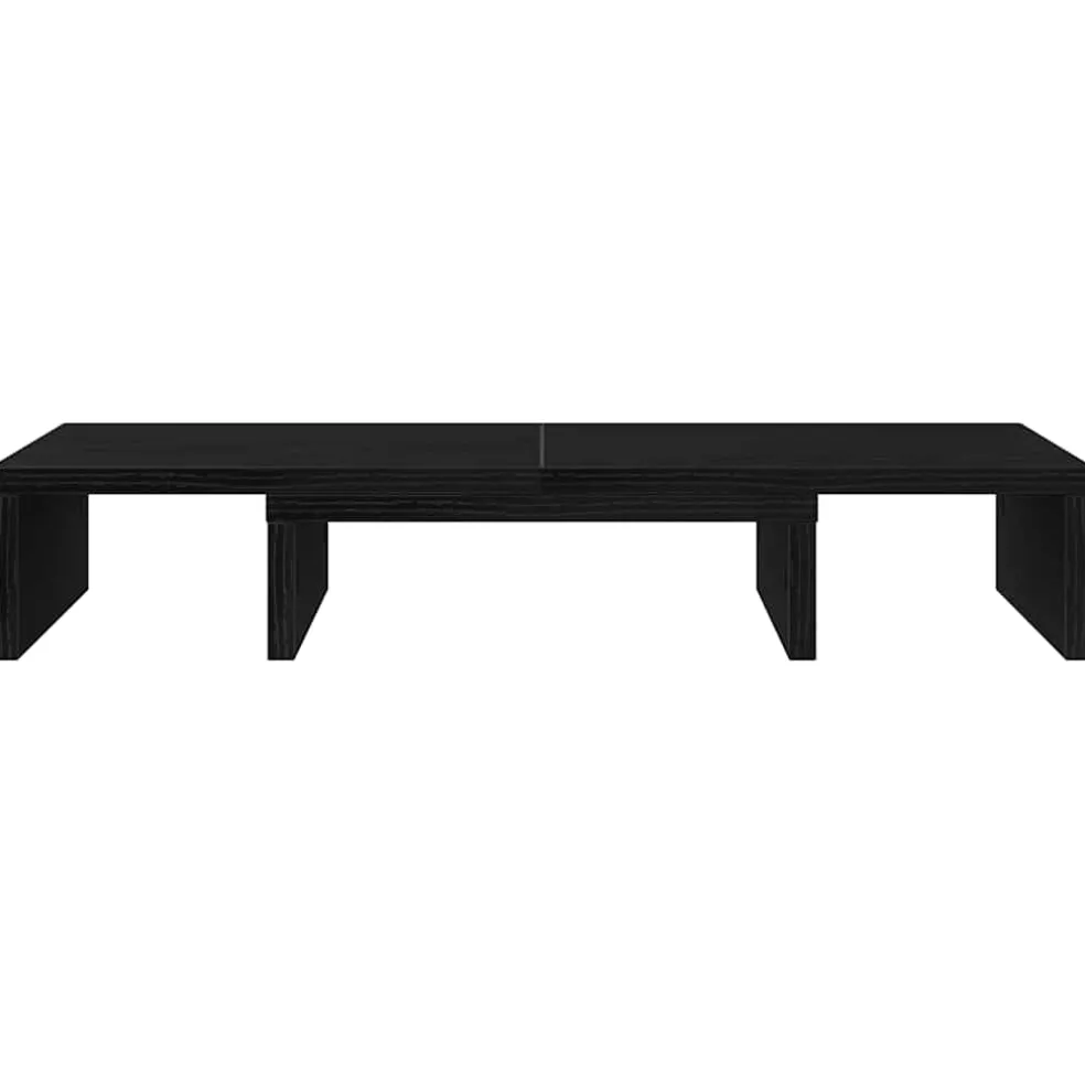 vidaXL Monitorstandaard verstelbaar zwart eiken 60x24x10,5 cm bewerkt hout