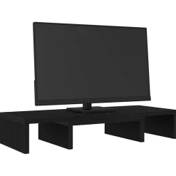 vidaXL Monitorstandaard verstelbaar zwart eiken 60x24x10,5 cm bewerkt hout