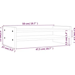 vidaXL Monitorstandaard 50x27x15 cm massief grenenhout grijs