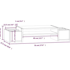 vidaXL Monitorstandaard 70x27,5x15 cm massief grenenhout
