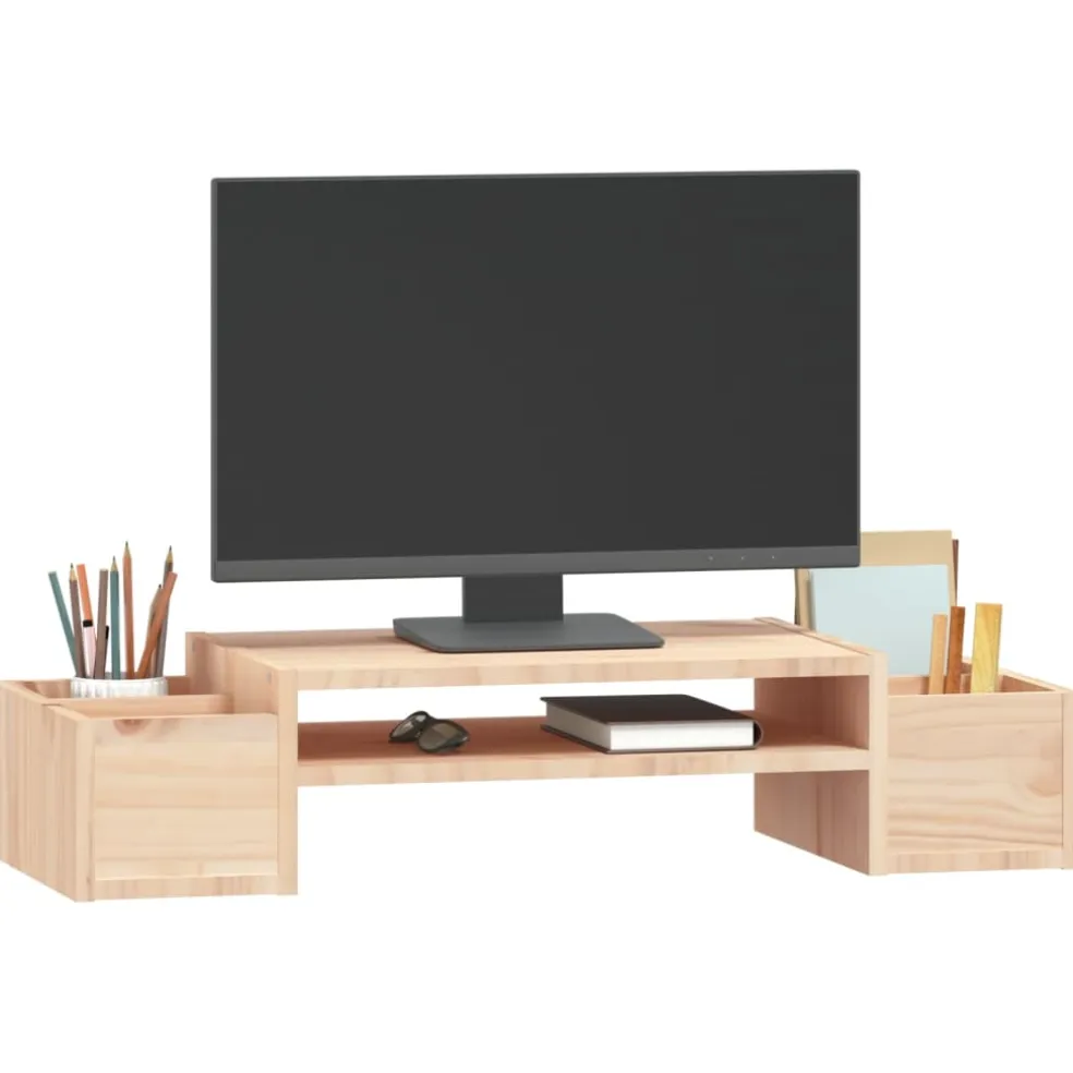 vidaXL Monitorstandaard 70x27,5x15 cm massief grenenhout