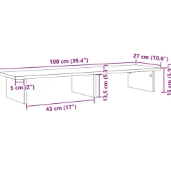 vidaXL Monitorstandaard 100x27x15 cm bewerkt hout grijs sonoma eiken