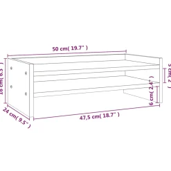 vidaXL Monitorstandaard 50x24x16 cm massief grenenhout grijs