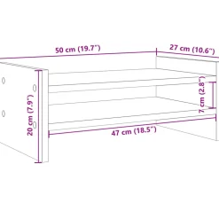 vidaXL Monitorstandaard 50x27x20 cm bewerkt hout betongrijs