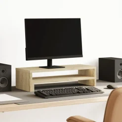 vidaXL Monitorstandaard 54x22x15 cm bewerkt hout sonoma eikenkleurig