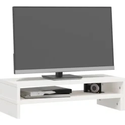 vidaXL Monitorstandaard (52-101)x22x14 cm massief grenenhout wit