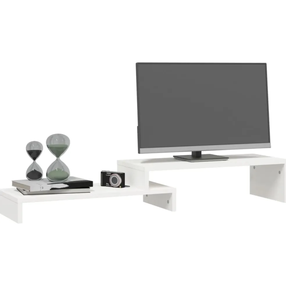 vidaXL Monitorstandaard (52-101)x22x14 cm massief grenenhout wit