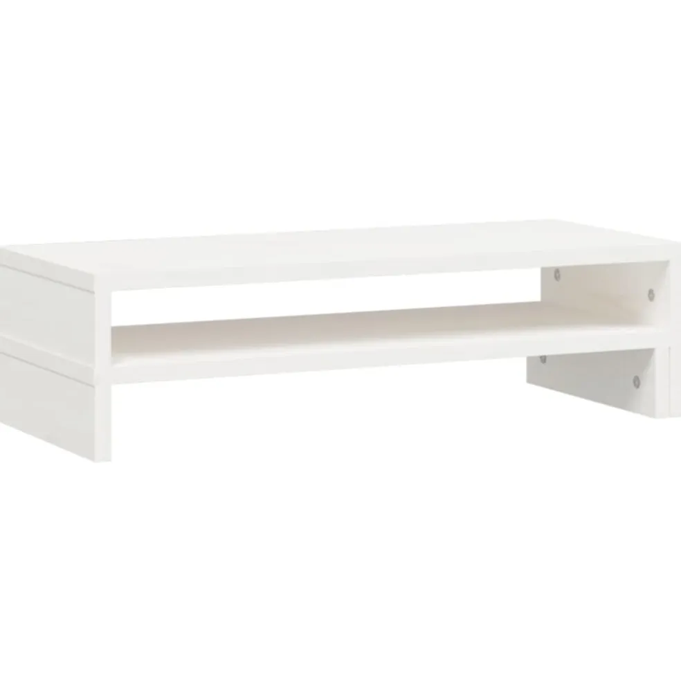 vidaXL Monitorstandaard (52-101)x22x14 cm massief grenenhout wit