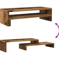 vidaXL Monitorstandaard 54x22x15 cm bewerkt hout oud houtkleurig