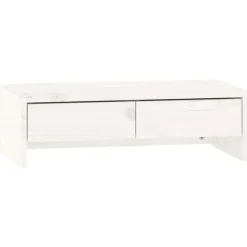 vidaXL Monitorstandaard 50x27x15 cm massief grenenhout wit