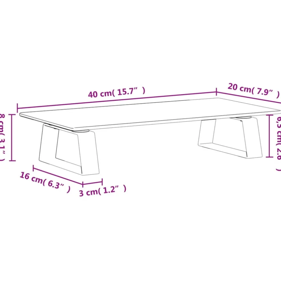 vidaXL Monitorstandaard 40x20x8 cm gehard glas en metaal zwart