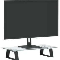 vidaXL Monitorstandaard 40x20x8 cm gehard glas en metaal zwart