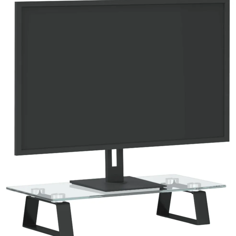 vidaXL Monitorstandaard 40x20x8 cm gehard glas en metaal zwart