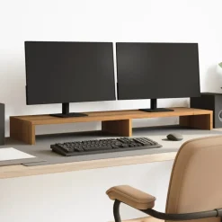 vidaXL Monitorstandaard 100x27x10 cm bewerkt hout artisanaal eiken