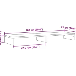 vidaXL Monitorstandaard 100x27x10 cm bewerkt hout artisanaal eiken
