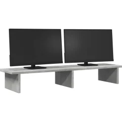 vidaXL Monitorstandaard 100x27x15 cm bewerkt hout betongrijs