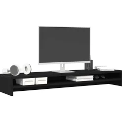 vidaXL Monitorstandaard 100x24x13 cm zwart eikenhout