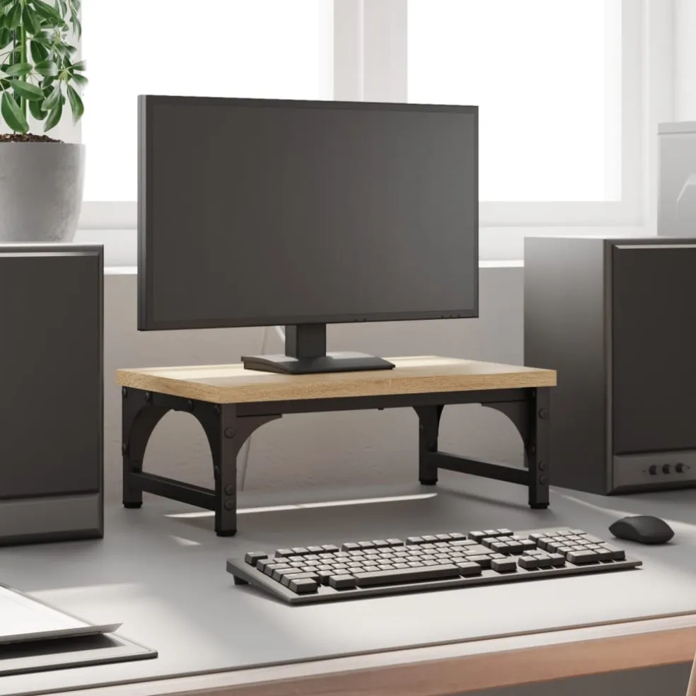 vidaXL Monitorstandaard 37x23x14 cm bewerkt hout sonoma eikenkleurig